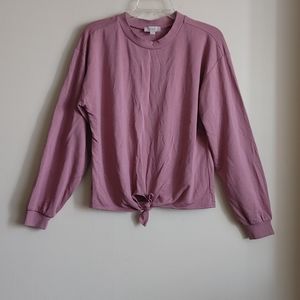 LOFT Tie Front Sweatshirt Pink Dusty Rose Small